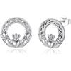 INFUSEU Orecchini Claddagh Argento Sterling 925 Gioielli Nodo Celtico Irlandese Amore Celtico Eleganti Regalo per Donne