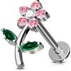 Jewseen Orecchini a forma di fiore cartilagine piatto retro orecchini CZ cartilagine Stud interno filo helix orecchini G23 titanio naso piercing, Titanio
