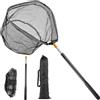 Behogan Guadino da pesca, 130 cm, pieghevole, telescopico, con custodia, lunghezza regolabile, in nylon, resistente, rete da pesca, accessori da pesca, retino per bambini, adulti
