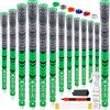 SAPLIZE Manopole da golf 13 pezzi con kit di rigonfiamento completo, dimensioni standard, impugnature ibride per mazze da golf, verde