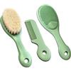 MolYuan Set di 3 spazzole per capelli e pettini per neonati e bambini, con morbide setole di capra, spazzola da bagno in silicone e pettine per neonati e bambini, regalo perfetto per la lista dei