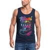 Neverless® Canottiera da uomo Miami Beach USA vintage auto palme stampa fashion streetstyle maglia muscolare muscle Shirt, Miami Beach Navy, S