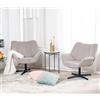 MEUBLE COSY Set di 2 Poltrona Imbottita Girevole Regolabile in Altezza, Sedia da Salotto per Soggiorno, Poltroncina Relax con Braccioli in Velluto a Coste, Taupe
