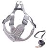 XFSRG Pettorina per Cani con Guinzaglio Imbottitura Morbida e Anti Tiro Animali Domestici Strisce Riflettenti Traspirante Antifuga la Corsa, Passeggiate, Jogging（Grigio M）