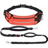 Pecute Guinzaglio Mani Libere per Cani,Guinzaglio per Cani, Camminata, Allenamento, Escursionismo, Cintura in Vita Regolabile e Custodia per l'acqua, per Corsa, Jogging,Arancia
