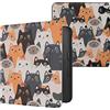 kwmobile Custodia eReader Compatibile con Kobo Libra 2 Cover - eBook Reader Flip Case - arancione/nero/bianco - Gatti