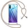 Pnakqil Cover per Huawei P30 Lite con Cordino, Trasparente Custodia con Laccio Tracolla Cellulare Girocollo Collana Protettiva per Huawei P30 Lite 6.15 Pollic, Khaki