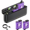 Palogreen 2Pcs Osmo Action 5 Pro Batteria Con Caricabatterie Per -DJI Osmo 360/Action 6/Action 5 Pro/Action 4 / Action 3, Caricabatterie e custodia di ricarica rapida USB con cavo di tipo C