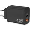 PYRODUM Caricatore USB C 45W, Alimentatore USB C Portatile a 2 porte (1C+1A), Caricabatterie USB C Rapido PD 3.0, Compatibile with Samsung Galaxy S25/S24/S23/S22,iphone 17/16/15/14, Pixel ecc（Black）