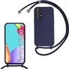 Belzsxy Cover per Samsung Galaxy A52 con Cordino, Custodia con Laccio Collana Tracolla Collo Liquido Silicone Antiurto TPU Antiurto AntiGraffio Case,Blu