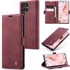 Sojlecyu Cover per Samsung Galaxy S22 Ultra 5G Custodia, a Libro Portafoglio in Premium Pelle PU Porta Carte Flip Case Supporto Protezione Case Cover per Samsung Galaxy S22 Ultra 5G, Vino Rosso