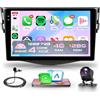 Rimoody 4G+128G Wireless Carplay Android Autoradio per Toyota RAV4 2007-2012 9 Pollici Incell Touchscreen Autoradio con Android Auto GPS Navi WiFi Mirror Link Bluetooth FM/RDS EQ/USB/SWC Telecamera Posteriore
