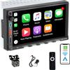 Alondy Autoradio Bluetooth 2 DIN con schermo da 7, compatibile con Apple CarPlay [Wireless] Android Auto Type-C USB 3A ricarica rapida telecamera posteriore AM/FM/RDS radio DSP
