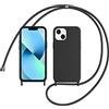 LIUKM Custodia Compatibile con iPhone 13 Mini, Custodia da Collo per Smartphone,Cover con Cordoncino da Indossare Cordino Laccio Morbido Silicone Necklace Bumper Case - Nero
