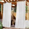 FASCINATDECO Tenda impermeabile per esterni, con passanti rimovibili, colore bianco, semitrasparente, 2 pezzi, 213 x 132 cm, effetto lino, oscurante, per porta della terrazza, gazebo