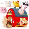 Ecofocet Casa Morbida Animali da Fattoria con 6 Peluche Interattivi, Suoni, Giochi Neonato 6-12 Mesi, Neonati Montessori Sensoriale, Regalo Bimbo Bimba 1 2 3 Anni