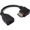 SYSTEM-S Cavo HDMI 1.4 da 15 cm standard maschio a femmina adattatore angolare in nero