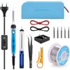 OneAmg Saldatore Kit 60W 220V Kit di Saldatura a Stagno Professionale con Valigetta per Trasporto Per Vari usi e Riparazioni Kit saldatrici Fai da Te Bigiotteria Argento