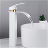 Your's Bath Rubinetto Bagno Lavabo Cascata Alto MIscelatore Bagno Alto a Cascata con Acqua Calda e Fredda in Ottone (BIANCO ORO)