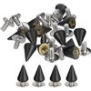 QUARKZMAN 16 Set di Punte e Borchie, Kit di 7mm Coni di Punte Punk Rock Rivetti Viti Posteriori a Vite Studs Viti per Artigianato in Pelle Fai da Te Cinture Borse Accessori per Scarpe, Nero