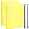 BAOFALI Set di 2 raccoglitori ad anelli formato A5 con 6 anelli, in morbido PVC trasparente, per quaderni ricaricabili, con superficie opaca per riporre timbri e matrici (giallo)
