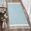 JaeMoose - Tappeto Boho, in cotone tessuto, con nappe, lavabile, stile rustico, bianco e nero, tappeto corto (Blu, 60 x 180 cm)