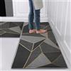 Hoimlm Tappeti da Cucina, Confezione da 2, Passatoia da Cucina, Moderno, Lavabile, Motivo Geometrico, Tappeto da Cucina, Antiscivolo per Cucina, Sala da Pranzo, 43 x 75 cm + 43 x 150 cm, Geometria