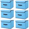 NCRGB Scatole Portaoggetti in Tessuto,Scatole Portaoggetti Scatole per Armadio con Coperchio Set,Pieghevole,Contenitore per Armadio,Vestiti,Armadi (26×19×16cm/6pack, Blu)
