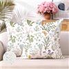 Brylleii Set di 2 Federe Cuscini per Divano 40x40 Impermeabili Esterno Fodere per Cuscini Decorativi con Cerniera Finto Lino Floreale Copricuscini Decorativa Vintage per Giardino Patio Soggiorno
