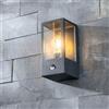 CGC Lighting Lampada da parete per esterni Illuminazione e diffusore trasparente IP44 E27 Sensore di movimento (Nero PIR)