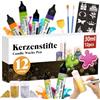 CAwished Set per pittura a candela da 30 ml con glitter fini oro argento penne a cera ideali per decorare e progettare candele colorate (12 colori)