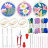 Woohome Kit per Ricamo con Ago da Punzonatura, Punch Needle Kit, Punch Needle Panno, Filato di Colore e Punch Needle Strumenti per Adulti, Principianti (Crisantemo, Loto, Lily)