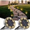 LOTMOS 2 Pezzi Luci Solari da Giardino da Terra, Faretti Solari a Led da Esterno IP65 Impermeabile, 8 LED Sepolta Lampade Luce Solare Decorazione per Cortile Vialetto Paesaggio Prato, Bianco Caldo
