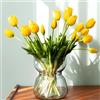 Avoeco 20 Pz Tulipani Artificiali Fiori Tocco Reale Lattice - Bouquet di Tulipani Finti per Decorazione Casa, Centrotavola Matrimonio, Composizioni Floreali Primaverili, Fiori Finti per Decorazione