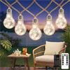 AebeChun Catena Luminosa Esterno, 7M 20 LED Vintage Luci da Esterno Giardino Impermeabile con Plug, 8 Modalità Lampadine Filo con Corda di Canapa per Natale, Giardino, Balcone, Terrazzo, Bianco Caldo