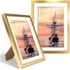 FOSER Cornice portafoto in legno, formato A4, 1 pezzo, per parete e tavolo, con ganci da parete e supporti (oro, A3 (29,7 x 42 cm), 2 pezzi)