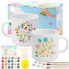 Scettar Paintable Mug Kit, Tazze da Dipingere Kit, Set di Ceramica Fai Da Te, Include Tazze, Colori, Pennelli, Spugne, Tavolozze, Borsa Portaoggetti, Manuale di Istruzioni, Regalo Creativo per Adulti