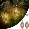 CCILAND Lanterna solare per esterni, 2 pezzi, in metallo, luce bianca calda, a LED, resistente alle intemperie, vintage, da appendere, per esterni, giardino, albero, patio, campeggio, prato