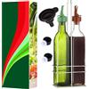 Poura Bottiglia olio d'oliva e aceto 250 ml - Con tappo salvagoccia ClickSeal in gomma naturale senza BPA - Set in vetro con imbuto in silicone - Accessori da cucina