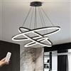 STARRYOL Moderna lampada a sospensione a LED, collezione 3 anelli nera, lampadario a sospensione regolabile, plafoniera moderna, dimmerabile 2700K - 6500K, con telecomando - 78W