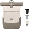 LARKSON Zaino Roll Top Uomo Donna Crema Grigio - No 4 - Zainetto per Lavoro, Viaggio, Università - Porta Pc 16 Pollici - Materiale Sostenibile - Impermeabile