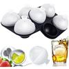 HONYAO 6cm Grande Ghiaccio Stampo Cubetti Silicone Rotondo Sfera con Coperchio, Senza BPA Forma Ghiaccio per Whisky Cocktail - 2 pezzi