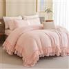 Masaca Set copripiumino per letto matrimoniale, stile rustico vintage, rustico, in morbida microfibra, 3 pezzi (1 piumino increspato e 2 federe)