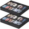 Lifewit Scatole per Scarpe con Finestra Trasparente, Contenitori Portaoggetti Pieghevole Sottoletto per Scarpe, Organizer per Scarpe con Manici Salvaspazio, Nero, 2 x 12 Paia