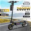 OOTD Monopattino Elettrico OOTD T10 Pro, 2600W di Potenza di Picco, Doppio Motore, Batteria 52V 23.4AH, Velocità Massima 65km/h, Autonomia Massima 80Km