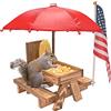 MONT PLEASANT Mangiatoia per scoiattoli da picnic con ombrello, mangiatoia da tavolo in legno per scoiattoli, divertente, con supporto per pannocchie di mais, decorazione per cortile e veranda, facile