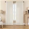Joydeco Tende in lino, set di 2 pannelli, filtrano la luce, tende color avorio su lino, per soggiorno, tende color crema, lunghe 213,4 cm di lunghezza, con passante posteriore per asta (213,4 x 94 cm