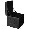 Dmora Pouf-Contenitore in Ecopelle, Colore Nero, cm 45 x 47 x 45, Small