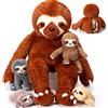 Kasyat 5 Pezzi Set di Peluche di Bradipo Giocattoli di Peluche di Bradipo Pupazzo Morbidi e Coccolosi 1 Mamma da 32 cm e 4 Cuccioli da 12 Cm Regali per Compleanno Natale per Bambini (Marrone)