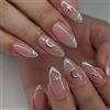 Nymora Press on Nails - 24 Unghie Finte a Pressione con Stelle & Strass Brillanti, Unghie Press-on, Set con Colla Jelly Gel per Donne